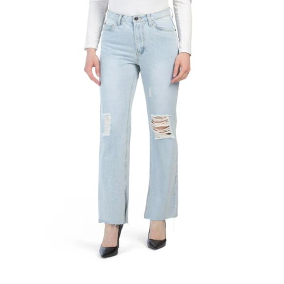 AVEC LES FILLES Relaxed Fit Slit Raw Hem Jeans // 26 - Picture 1 of 12